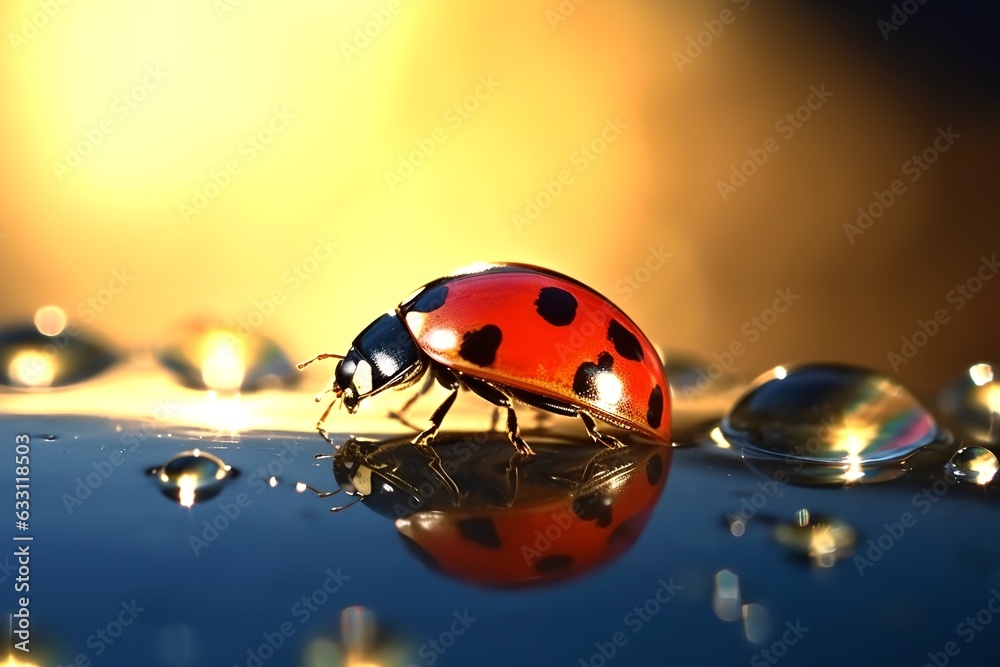 Naklejka premium Ladybug on a flower, generative ai