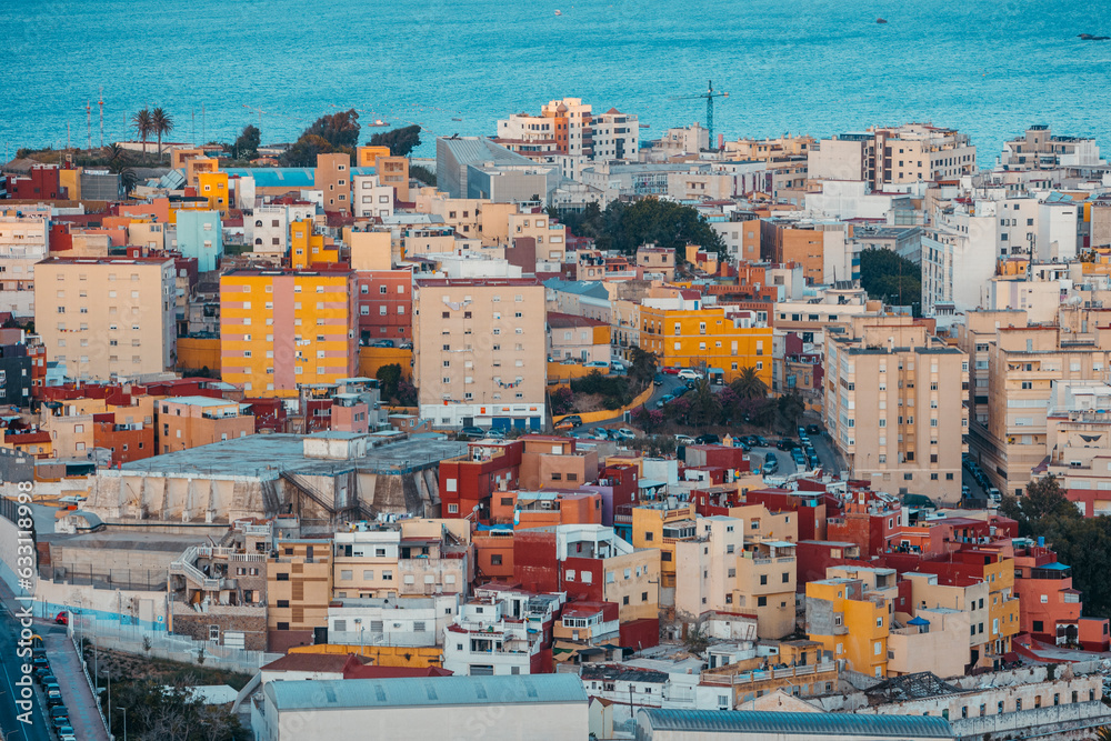 Close up view of the city of Ceuta