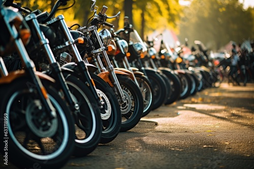 motorcycles parked on the motorcycles parking lot on gathering or event, AI Generated