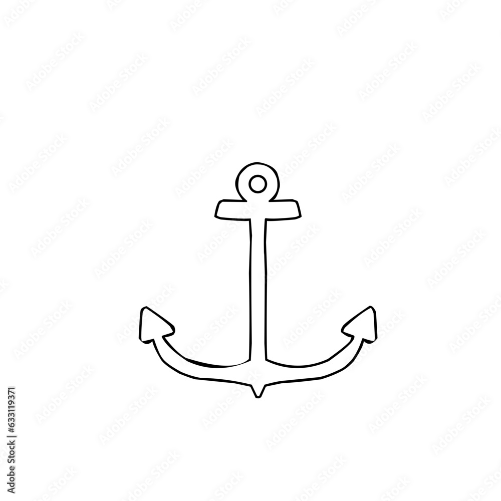 Hand drawn anchor outline Hand drawn anchor outline
