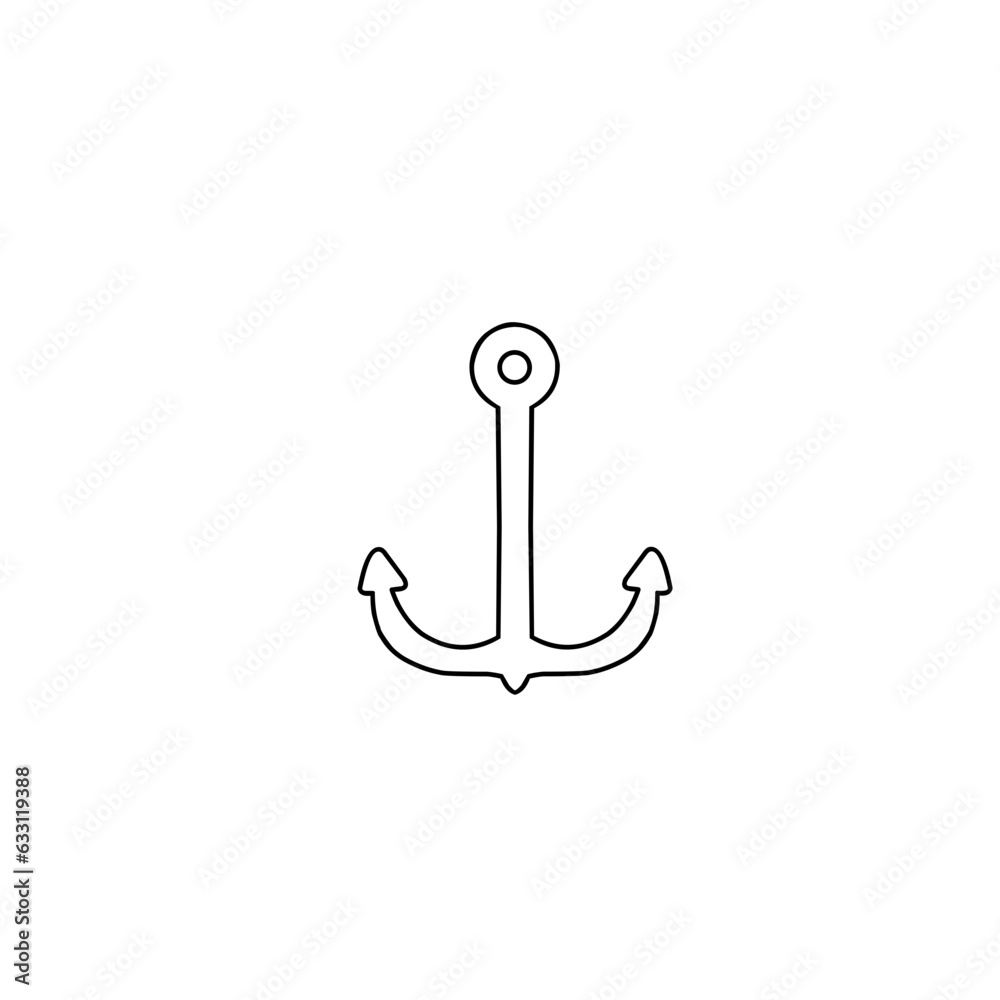 Hand drawn anchor outline Hand drawn anchor outline