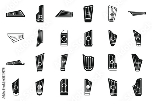 Kantele icons set simple vector. Classic chord. Culture concept
