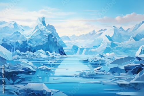 Frozen winter ice moutains. Generate Ai