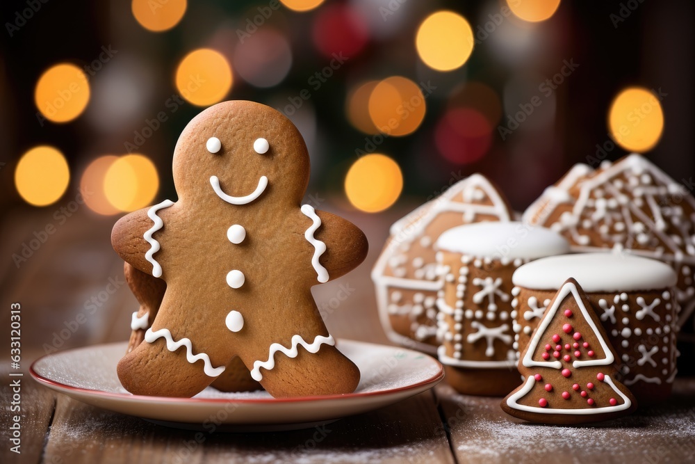 Christmas Sweet holiday magic Christmas Gingerbread man joyfully adorned, powdered sugar wonderland Christmas Sweet holiday magic Christmas Gingerbread man joyfully adorned, powdered sugar wonderland