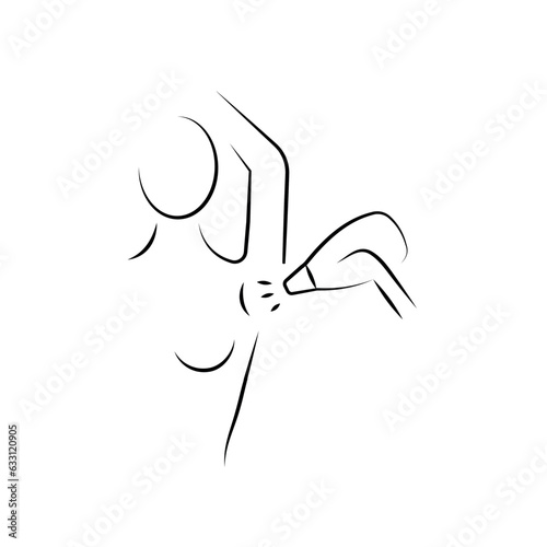 Laser hair removal line icon. Armpit laser hair removal.  Vector illustration 