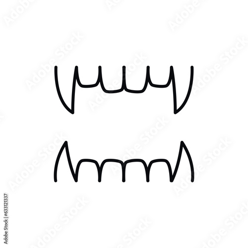 Halloween vampire's teeth icon. Halloween party line icon. Vector illustration 