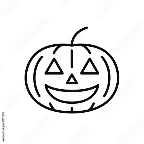 Pumpkin line icon. Jack o Lantern icon isolated on white background.  Outline vector illustration from halloween collection. Halloween line icon. Vector illustration 