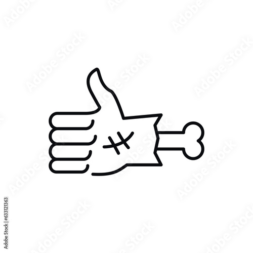 Zombie hand with bone line icon.Outline vector graphic from halloween collection. Vector illustration