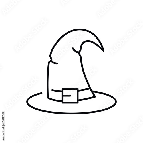 Witch hat line icon. Magician halloween hat icon. Outline vector graphic from halloween collection. Vector illustration