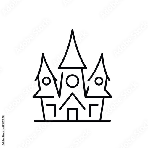 Haunted house line icon. Scary halloween house outline vector graphic from halloween collection. Vector illustration