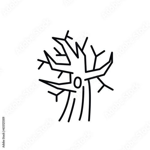 Halloween dry tree line icon.Outline graphic from halloween collection. Haunted tree icon. Magic druid vector sign. Vector illustration 
