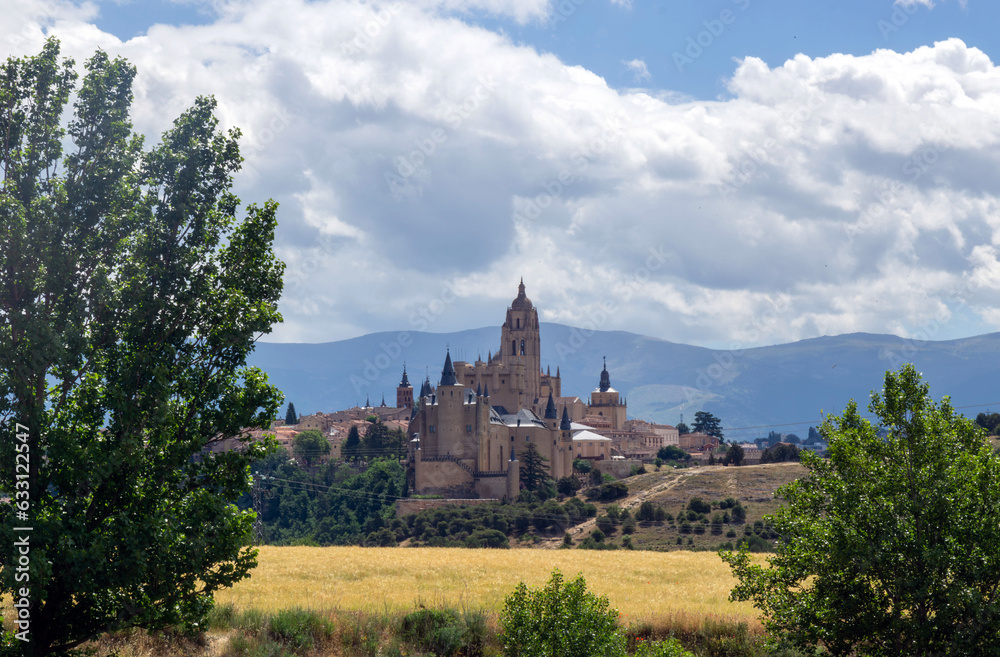 Alcazar of Segovia from the viewpoint of Zamarramala. Castile and Leon, Spain