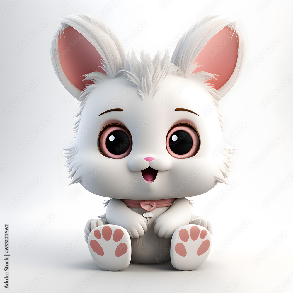 Obraz premium Charming Cartoon Bunny: A Delightfully Cute and Playful Animal Character. Generated AI