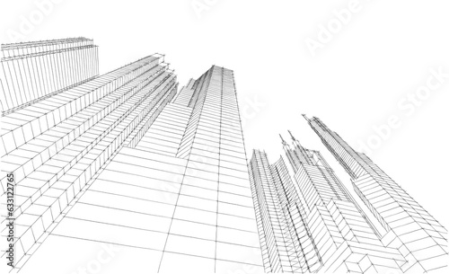 Modern city sketch 3d rendering