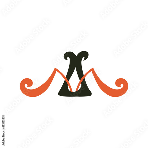 Vintage two colored hand drawn organic divider. Vector decoration isolated on white background.