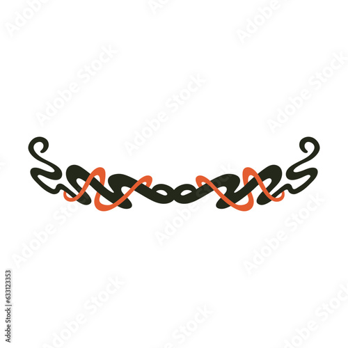 Organic whimsical divider - hand drawn decorative element. Vintage vector inspired by Art Nouveau.