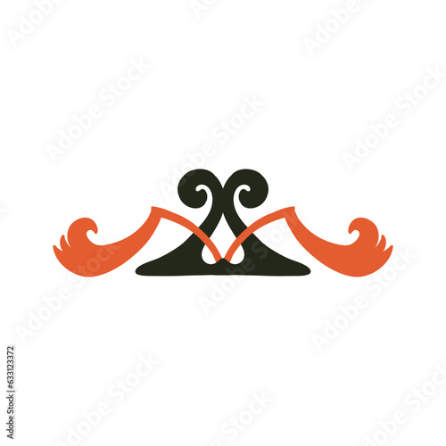 Vintage Art Nouveau inspired two-tone hand-drawn organic divider. Decoration vector isolated on white background.