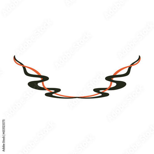Hand drawn vintage inspired organic divider. Curved decoration. Vector isolated on white background.