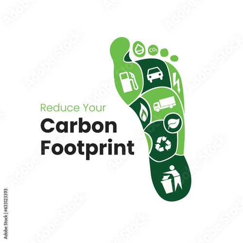 reduce carbon footprint vector illustration, recycling concept, Social media post, Content, global warming, climate change, awareness, Infographics, creative vector, renewable energy concept 