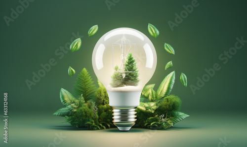 energy saving light bulb ingenuity bright ideas green nature environment power save ai gen