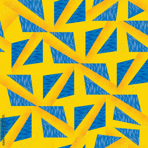 Abstract summer holiday seamless pattern. Sea beach ornamental background with geometric shapes. Stylish vector background with water waves and splash and dotted sand beach.