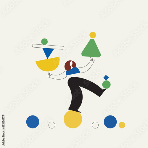 Office worker trying to keep her balance