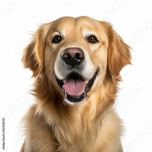 Smiling Golden Retriever Dog with White Background - Isolated Image