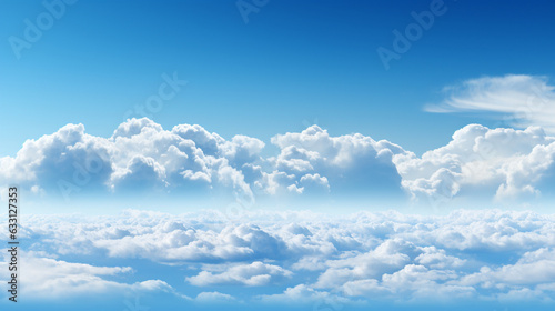 A panoramic banner featuring a background of blue sky adorned with drifting white clouds 