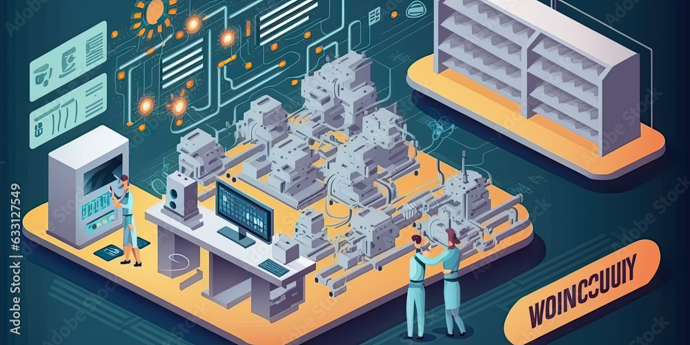 Naklejka premium Smart factory and business concept - Generative AI