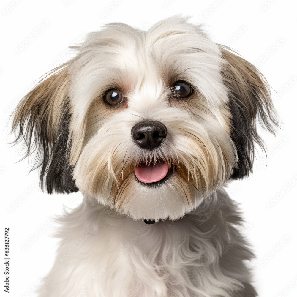 Confused Havanese Dog with Tilted Head on White Background - Isolated Image