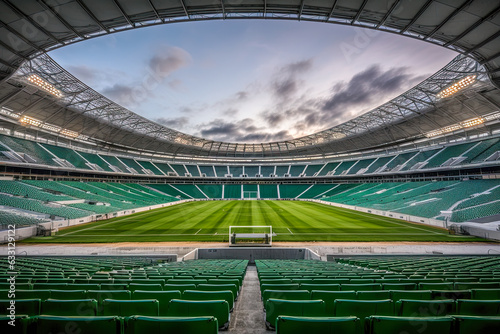 A soccer stadium  aerial view - Generative AI