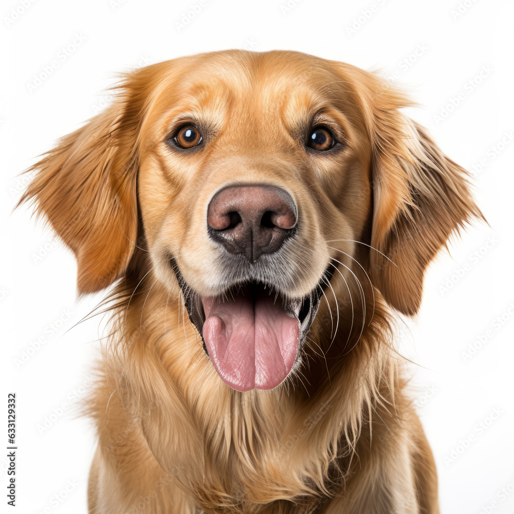Smiling Golden Retriever Dog with White Background - Isolated Image Smiling Golden Retriever Dog with White Background - Isolated Image