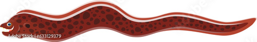Moray eel character. Isolated cartoon vector serpentine predatory animal found in tropical oceans. With its elongated body, sharp teeth and excellent camouflage, it is a formidable underwater predator