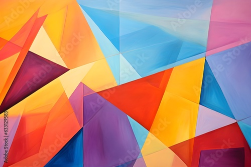 Vivid Geometric Mosaic: Diagonal Abstract Forms in Multilayered Color Dynamics, AI-Generated