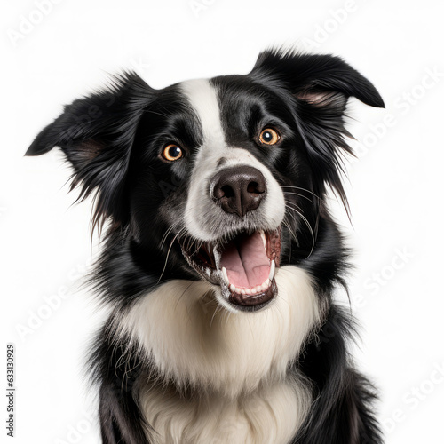 Smiling Border Collie Dog with White Background - Isolated Image © bomoge.pl