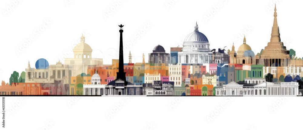 Nigeria Famous Landmarks Skyline Silhouette Style, Colorful, Cityscape, Travel and Tourist Attraction - Generative AI