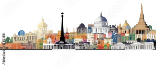 Nigeria Famous Landmarks Skyline Silhouette Style, Colorful, Cityscape, Travel and Tourist Attraction - Generative AI photo