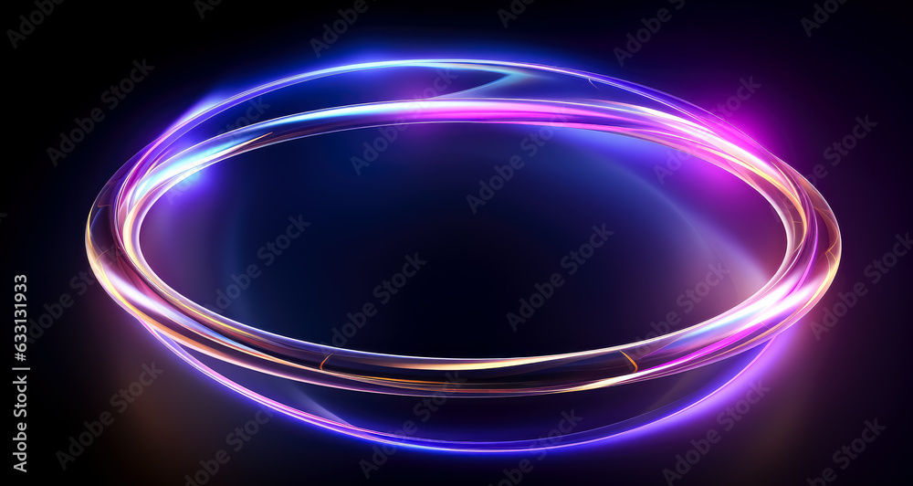 Electromagnetic lights whirl with colors of blue, purple and orange on a black background, light purple and light pink, double lines, rounded, rim light, light black and purple, clear colors. Electromagnetic lights whirl with colors of blue, purple and orange on a black background, light purple and light pink, double lines, rounded, rim light, light black and purple, clear colors.