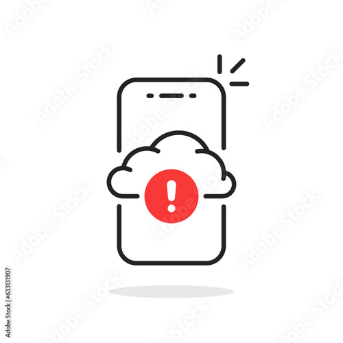 data issue or cloud error icon with thin line phone