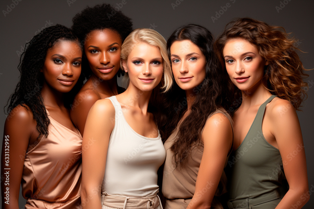 Fototapeta premium beautiful multiethnic female models in studio