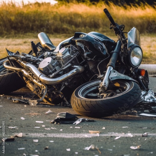 A motorcycle accident with property damage.
