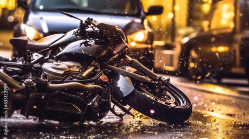 A motorcycle accident with property damage.