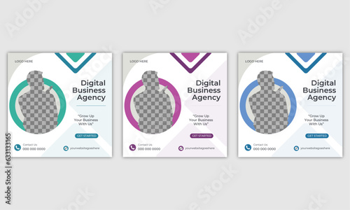 creative Corporate business social media post design template, advertising social media post, or web banner with color variation.