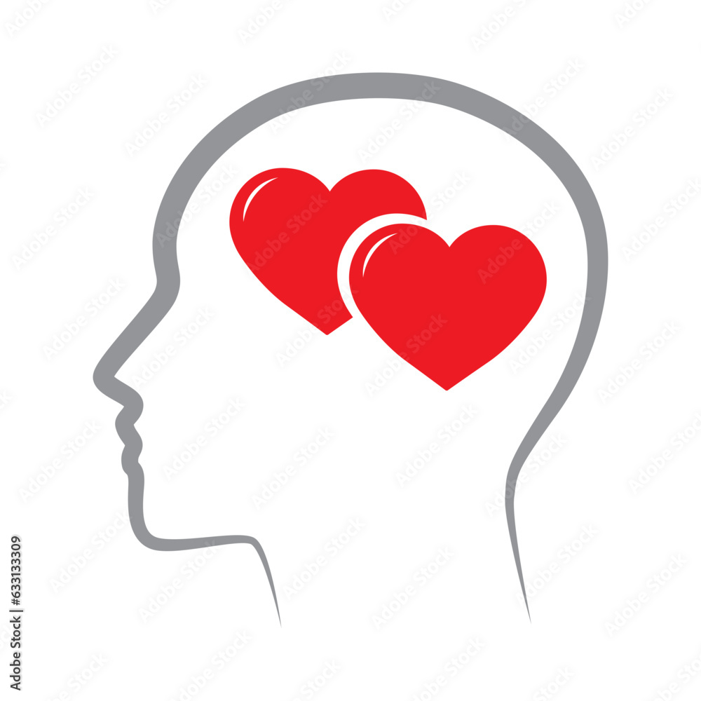 hearts instead brain, vector illustration