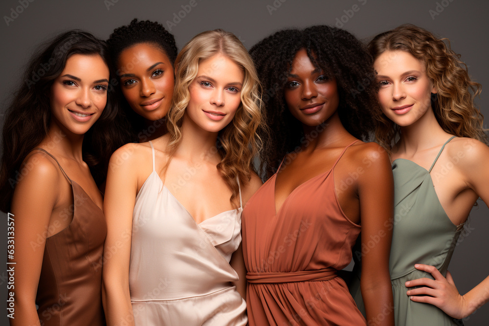 Obraz premium beautiful multiethnic female models in studio