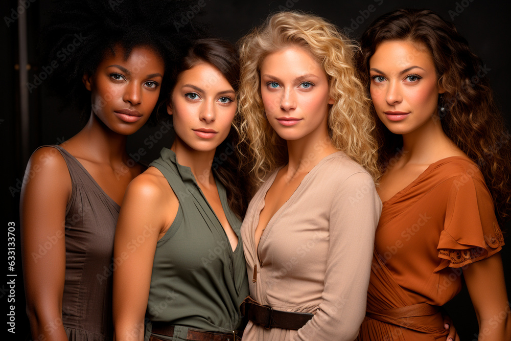 beautiful multiethnic female models in studio