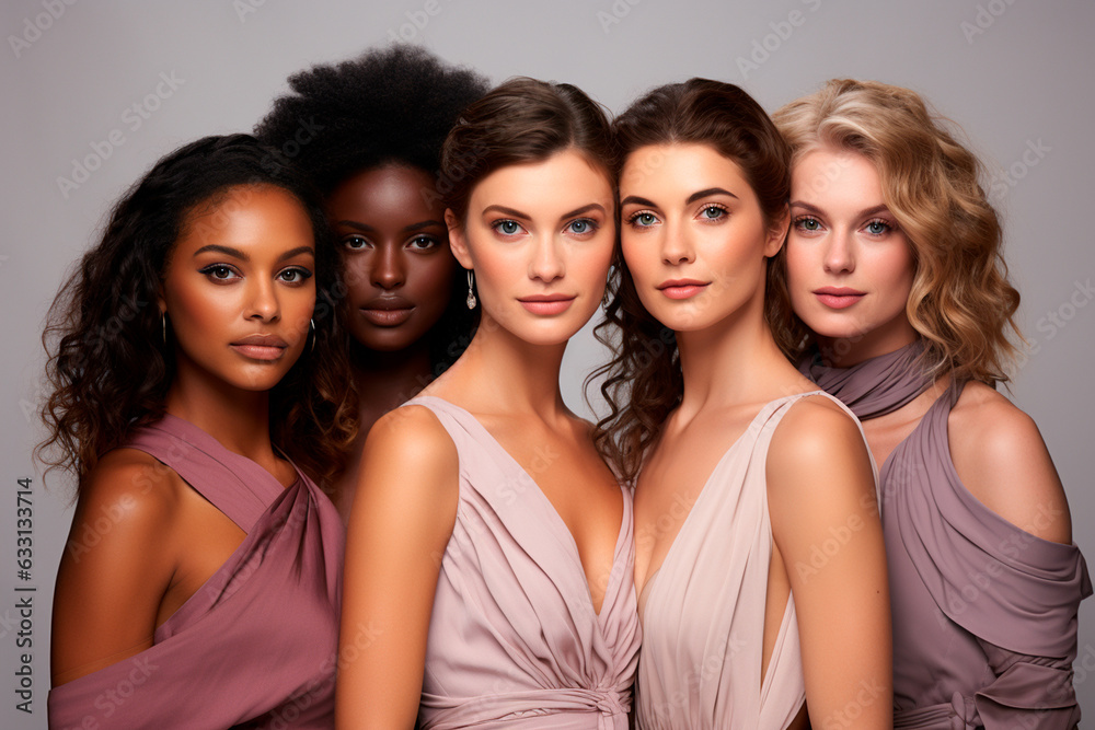 Obraz premium beautiful multiethnic female models in studio