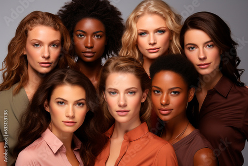 beautiful multiethnic female models in studio