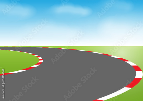 Asphalt Racing Track. Go-kart track. Race track road. Vector Illustration.