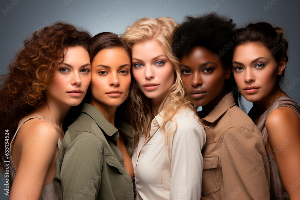 beautiful multiethnic female models in studio